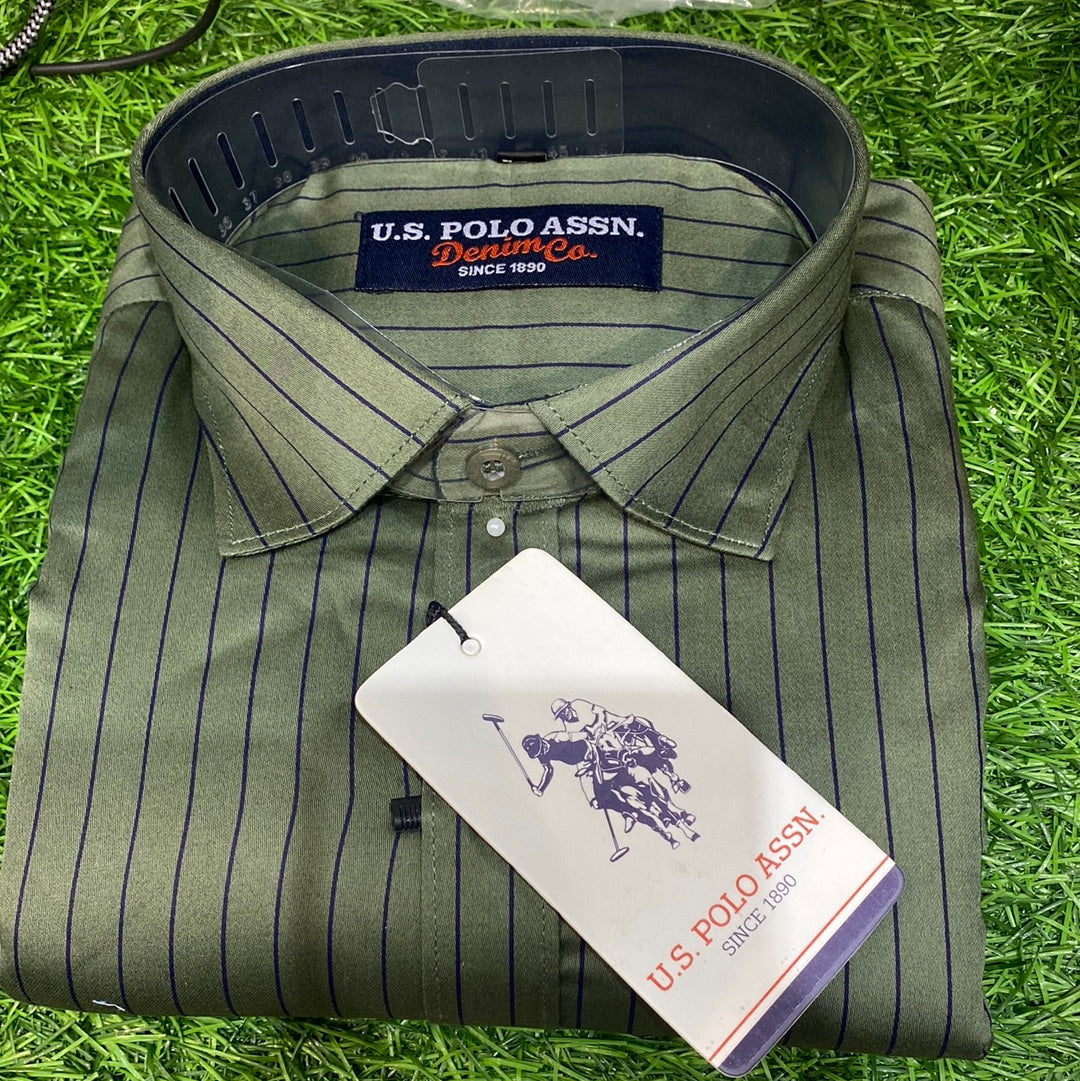 Olive green of navy blue Colour Lines Lop pol Shirts 110405