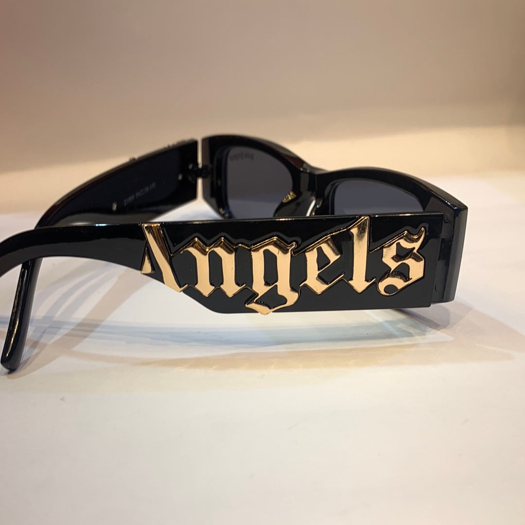 LAM Glossy Black Frame Black Shade Unisex Branded Sunglasses 21009 54 19 140