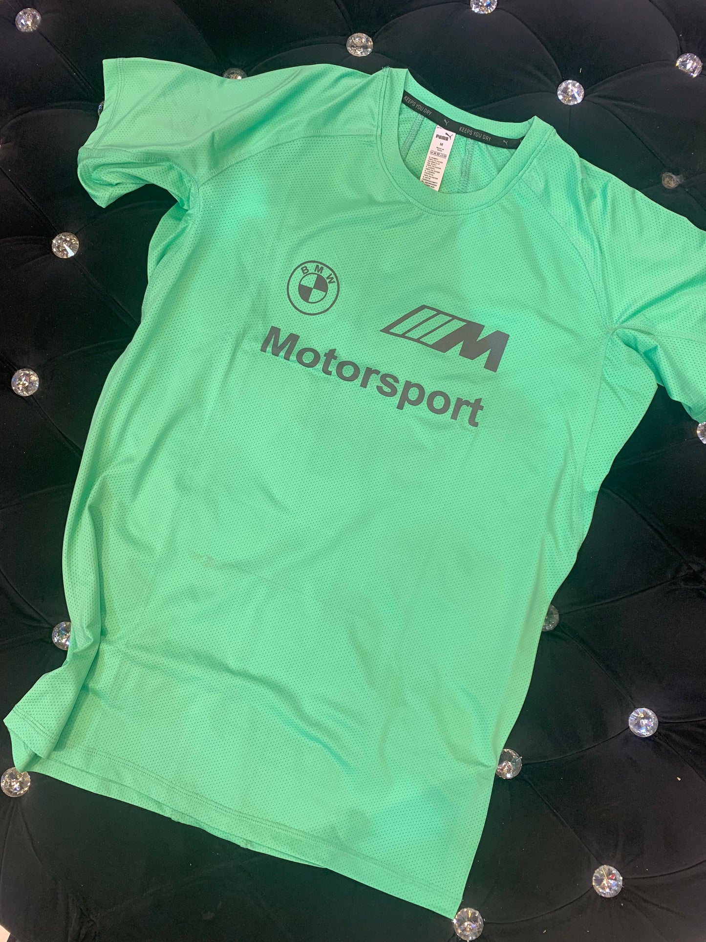 MUP BMW Motorsport Green Colour With Logo Print Dri Fit Sports TShirt 821324