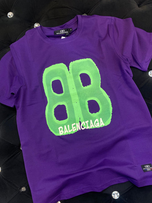 LAB Dark Purple Colour With Front Lab Print Lycra Fabric Half sleeve TShirt 298146