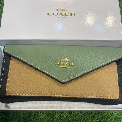 AOC Monogram With Aoc Gold Logo Three Fold Envelope Long Wallet Ladies Wallet