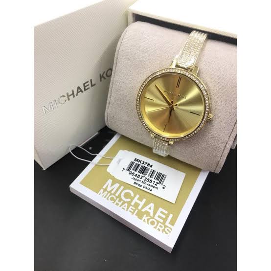 KM Gold Chain Gold Dial Diamond Studded Ladies Watch 493130