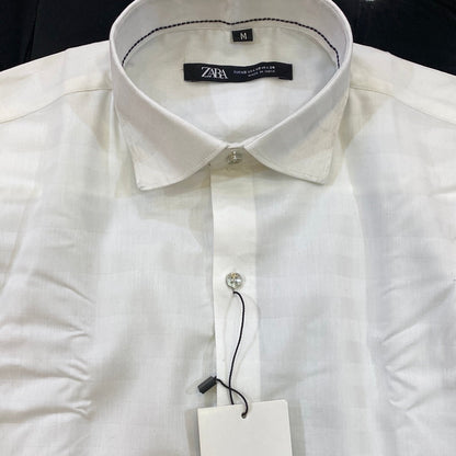 White Colour ZR Zar Raz With White Lines Relaxed Fit Branded Shirts 9103