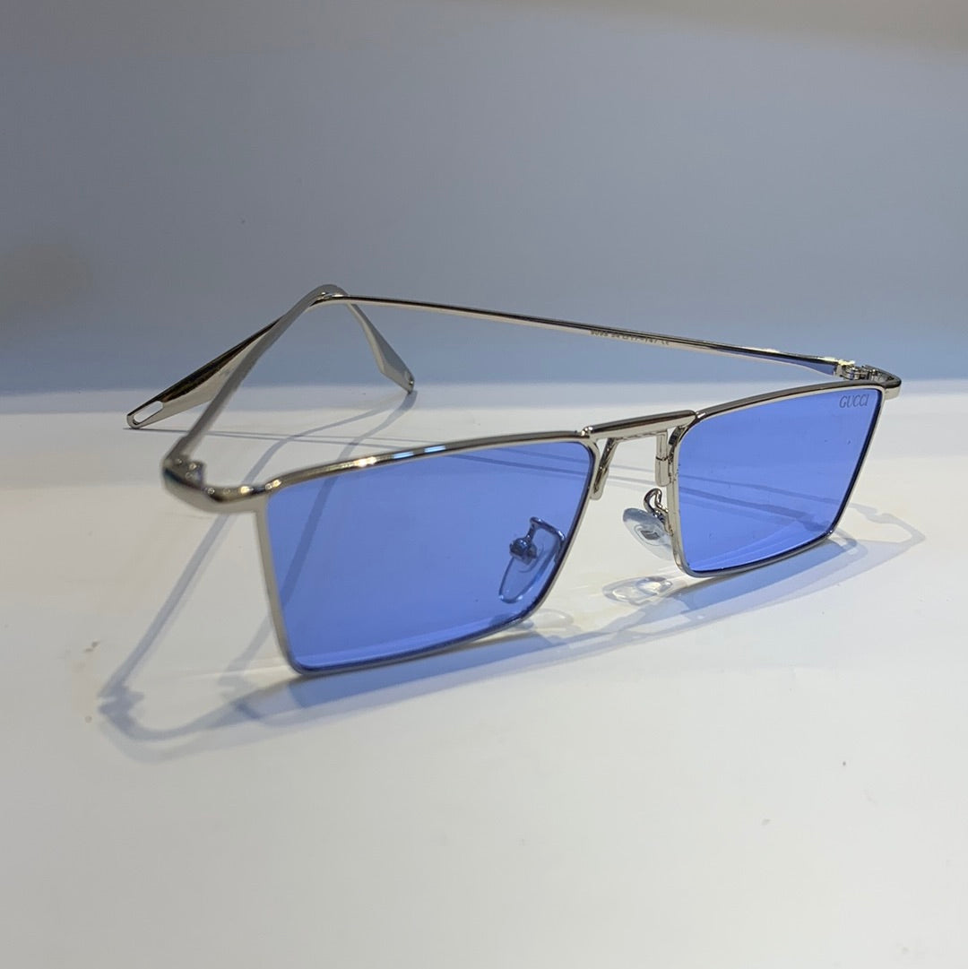 Cug Silver Frame Sky Blue Shade Unisex Sunglass 9098 54 17-147
