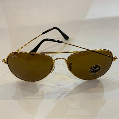 YAR RB Gold Frame Brown Shade Unisex Aviator Sunglass RB 3026 62 14-135