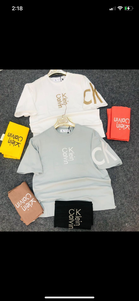 Grey Colour Printed Ck Kc Cal Lac  T-Shirt