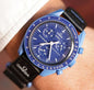 Nevy blue velcro strap blue ring blue Dail emo Men Watch