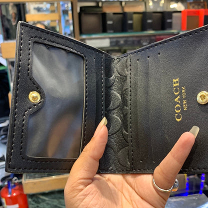 AOC Black Colour With CC Stereoscopic Pattern Print Italian Leather Unisex Card Holder Wallet 50129