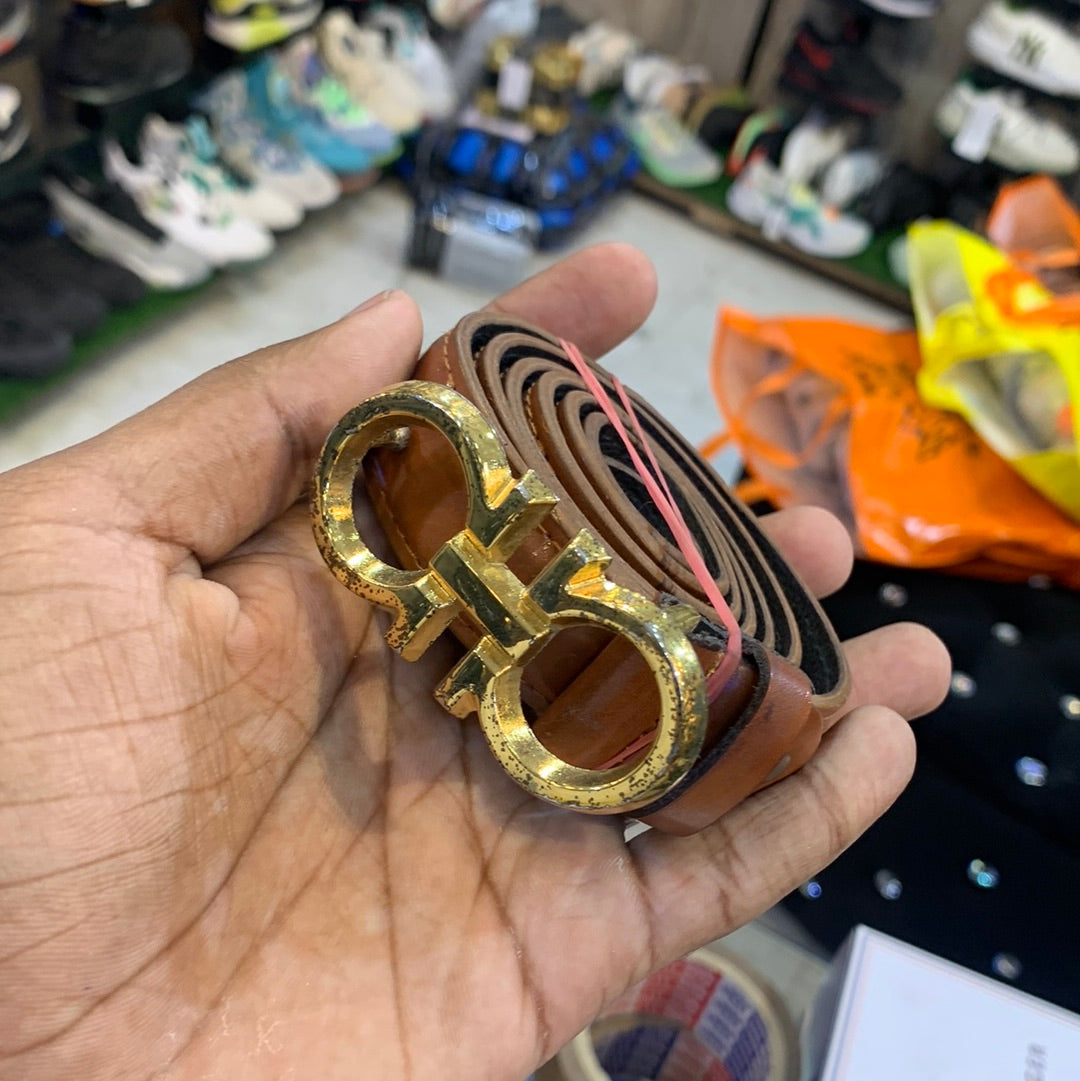 Ref Tan Belt With Gold Buckle Ladies belt 12155