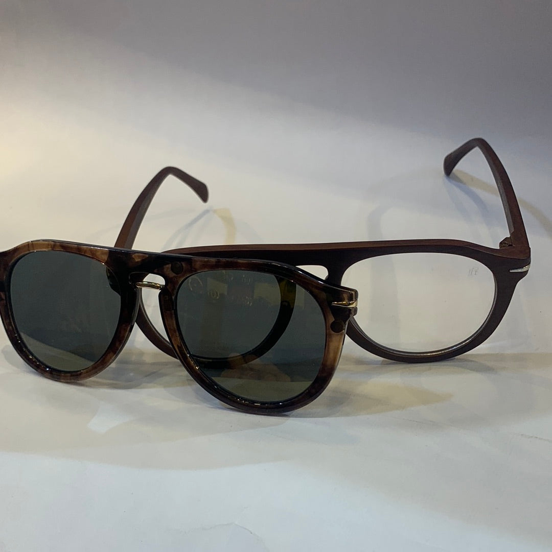 VAD Glossy matte Brown Magnetic Frame with Transi Shade Sunglass DB7089 56 17-141