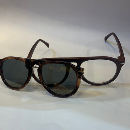 VAD Glossy matte Brown Magnetic Frame with Transi Shade Sunglass DB7089 56 17-141