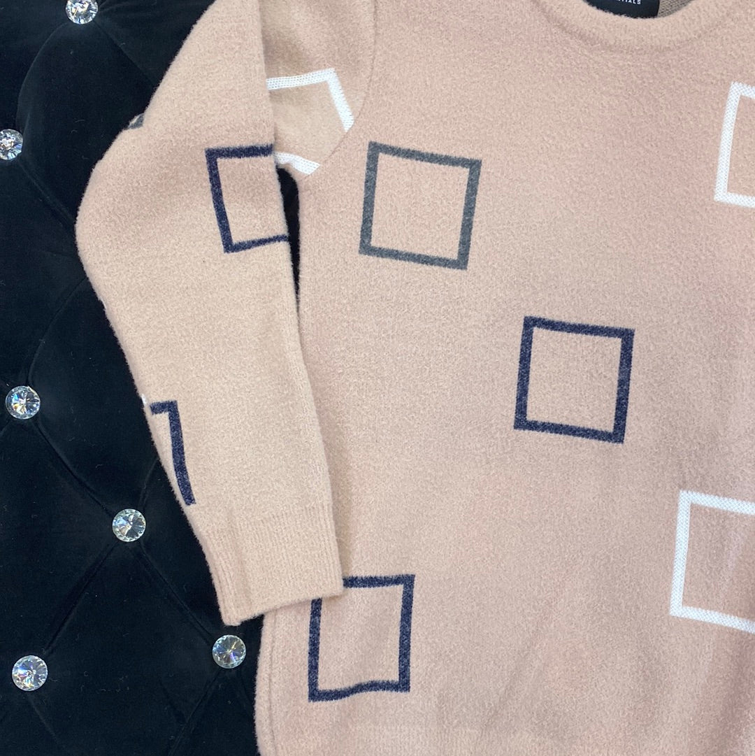 Pink ZR Soft Square Design Sweater for Men Unisex 9110