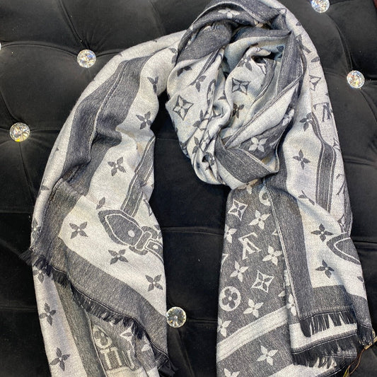 VL Lou Uol Grey Black Colour VL Print Heavy Quality Muffler  9367