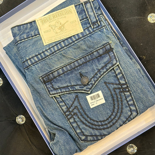 Urt Ler Grey Blue Rt Embroidery Mens Hight Quality Men’s Straight Jeans 67095