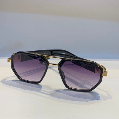 Rev Glossy Black Gold  Frame Purple Shade Unisex Sunglass 9556 62 18-143