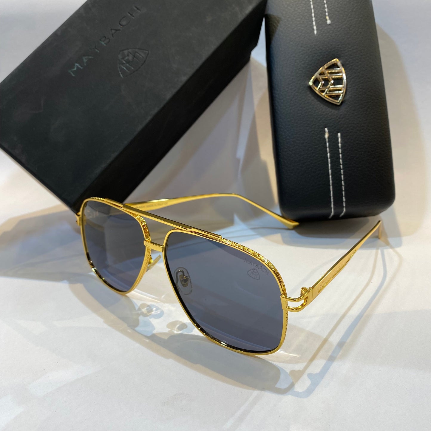 YAM Gold Frame Black Shade Unisex Branded Sunglasses 2183 65 15-145