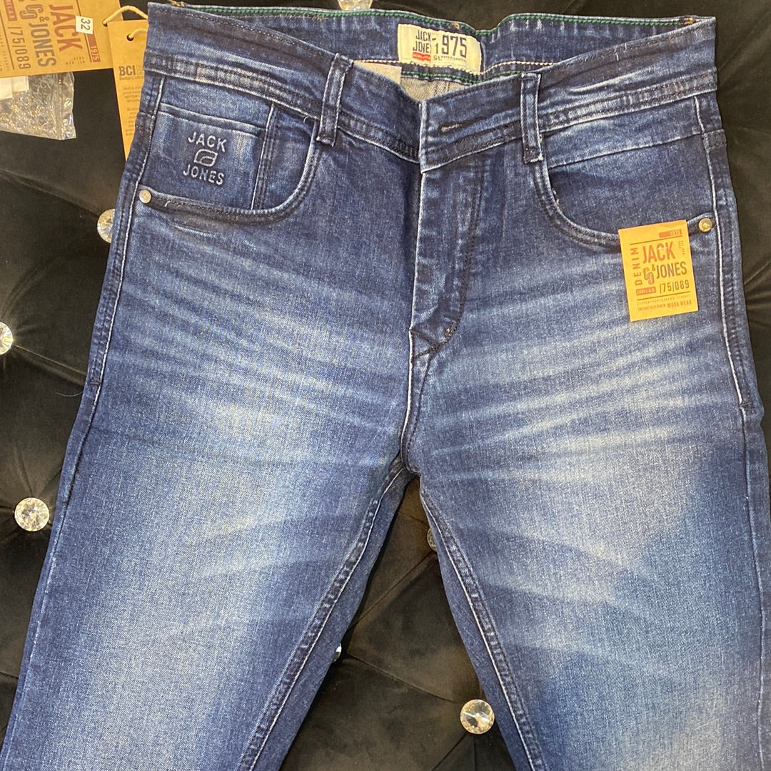 Jack JJ Navy Blue Faded Slim Fit Branded Designer Men’s Jean’s JJ 1975