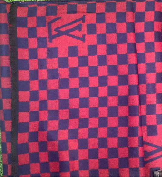 Vl Lou Uol Navy Blue Red Colour With Check Imported Muffler 49018
