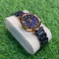 Oid Black Chain Black Dial Copper Ring Ladies Watch