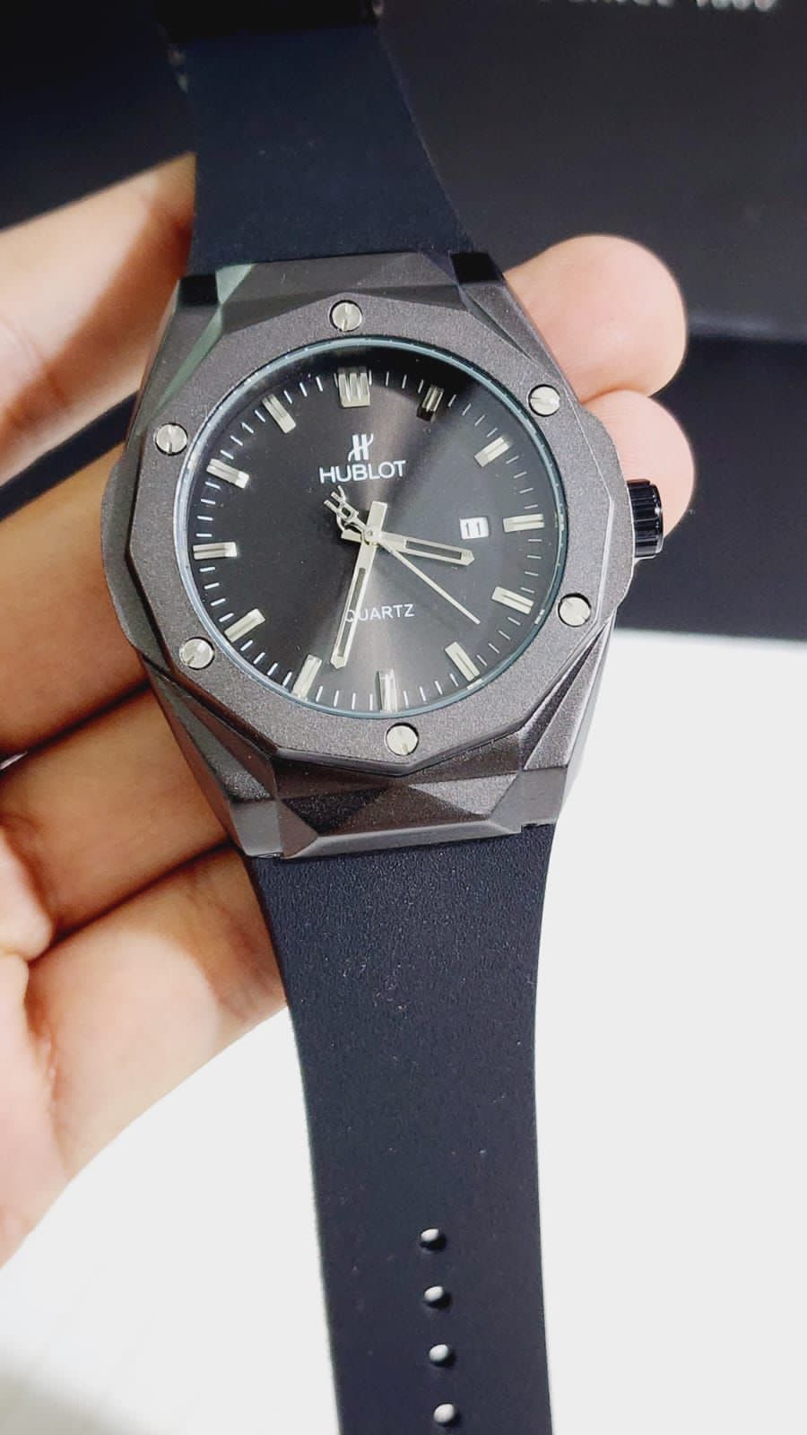 BUH Black Strap Black Ring Black Dial Men Watch