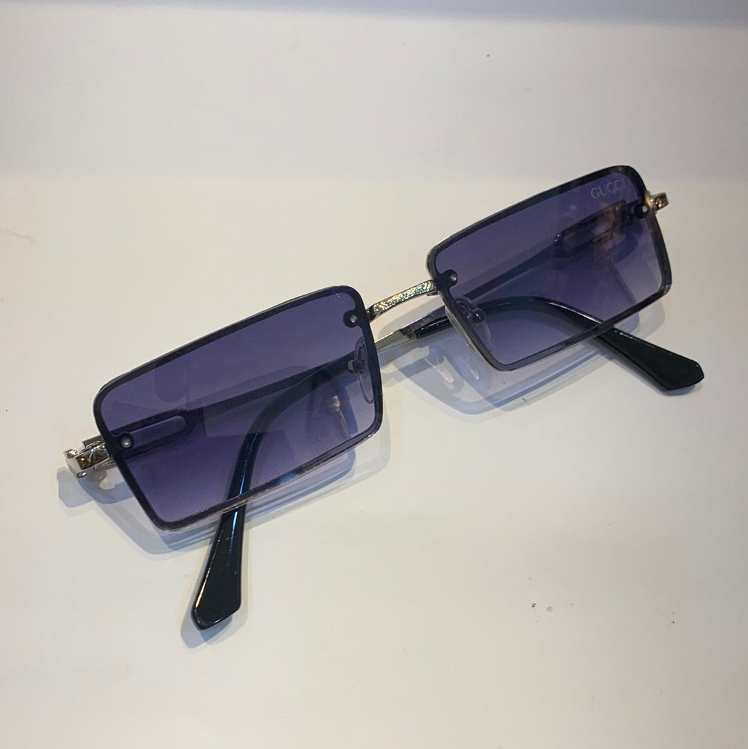 Cug Silver Black Frame Blue Shade Unisex Sunglass 2A107