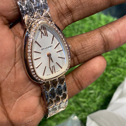 LVB Sliver Cooper Chain White Dial With Diamond Stud Ladies Watch 402009