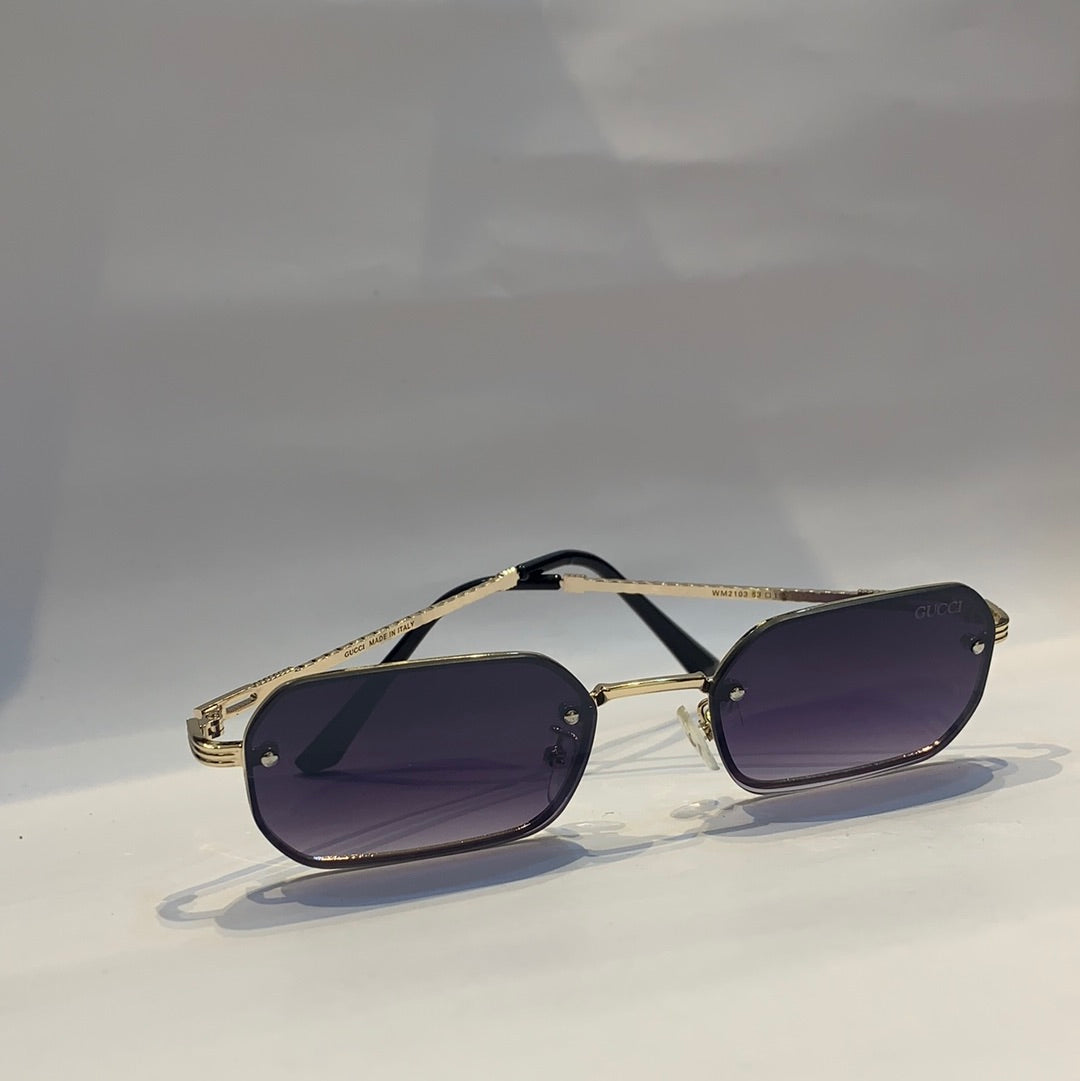 Guc cug Glossy Gold Purple Shade Unisex Sunglass wM2103 53 19 142