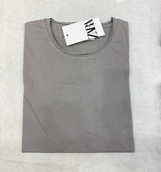 Zr Light Grey Color Plain Half Sleeve tshirt 18884