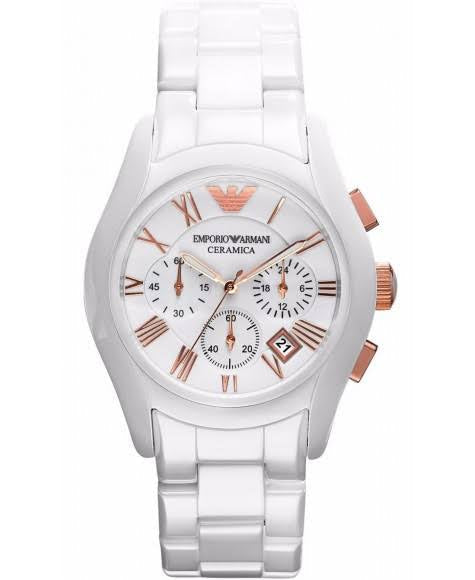 Mra White Ceramic Chrono Watch For Ladies