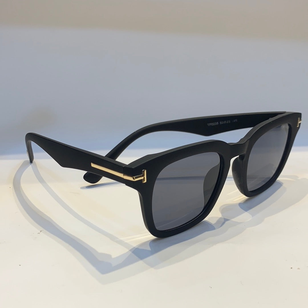 Mot Matt Black Frame Black Shade Unisex Sunglass TF0235 50 23 145
