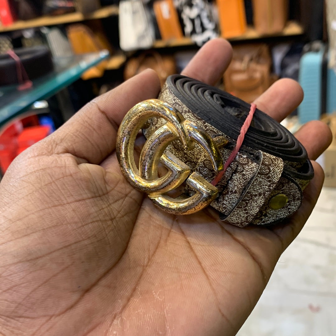 Cug Brown Belt With Gold Buckle Ladies belt 12156