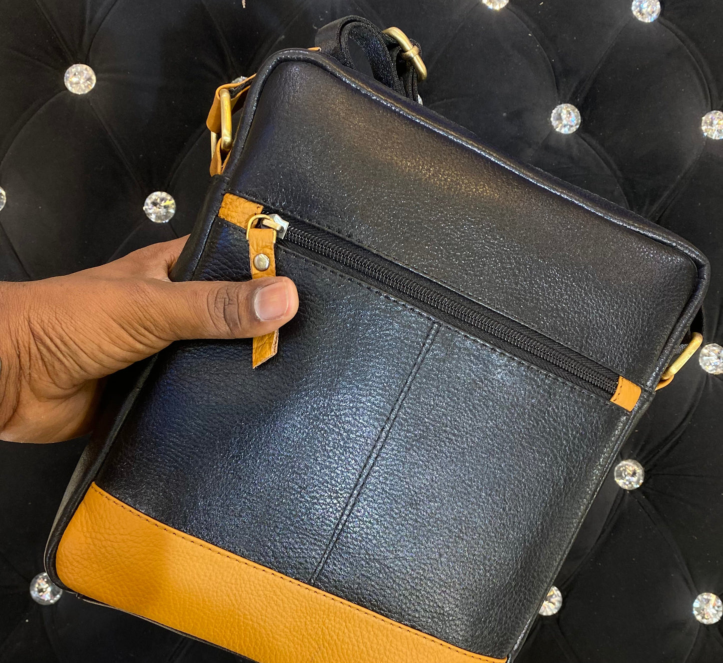 Mot Black Brown Colour With Multiple Zipper Pocket Surplus Unisex Side Bag 113904