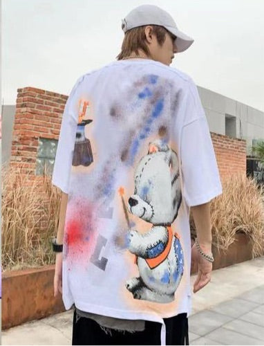 Wesel White Colour Front And Back Drop Shoulder With Cut Design Lycra Cotton TShirt 298124