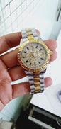 Lor Silver Golden Chain Golden Diamond  Dial Day & Date Man Watch