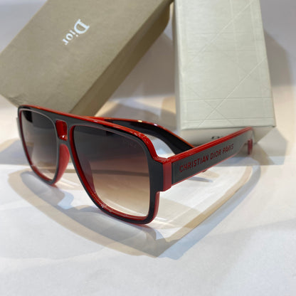 OID Black Red Frame Brown Shade Unisex Branded Sunglasses 125960 14-147