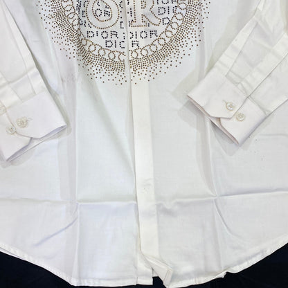 OID White Colour OID Diamond Design Imported Lycra Cotton Fabric Men’s Shirts 9164