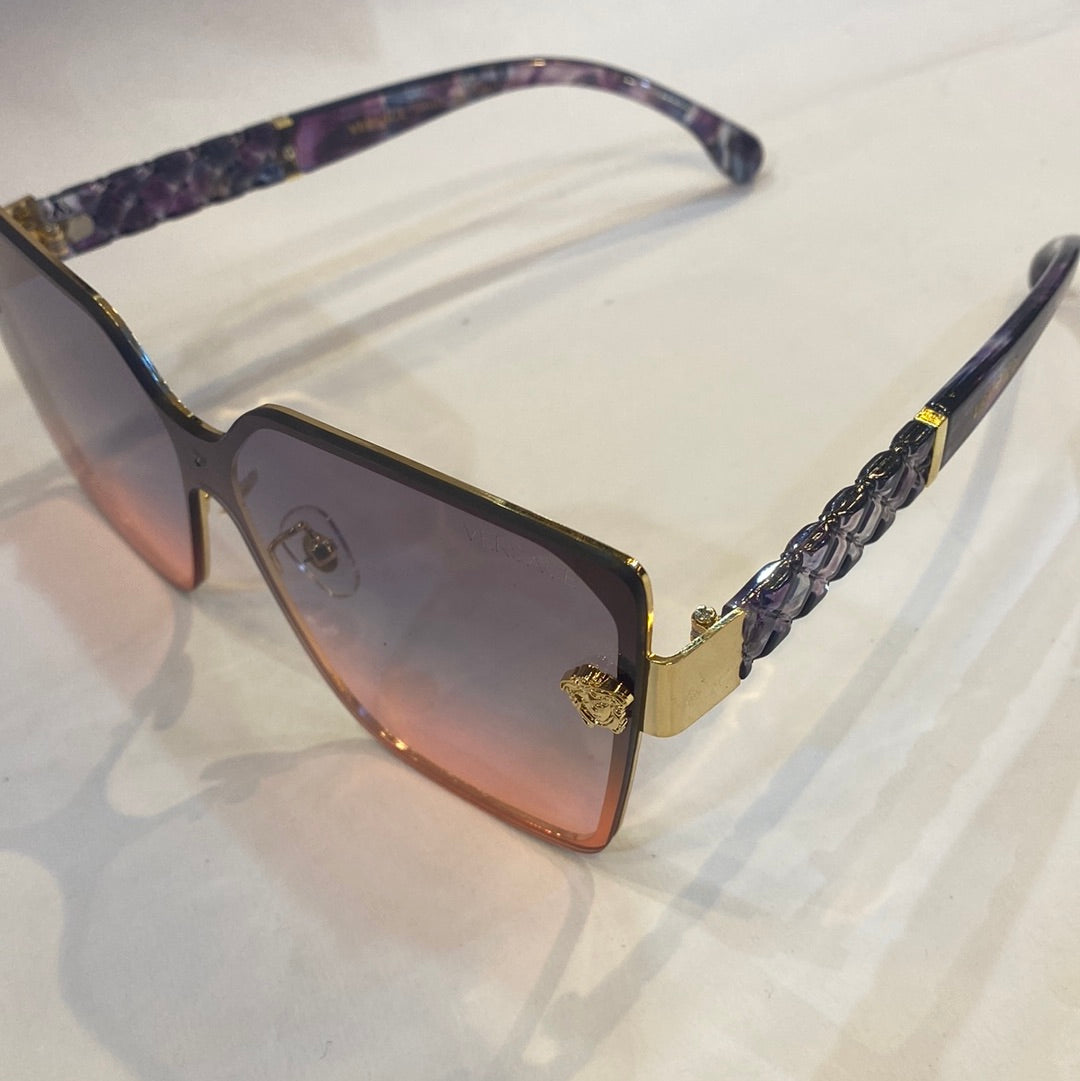 REV Golden Frame Purple Stick Blue Pink Shade Unisex Sunglasses 7912 66 16-143