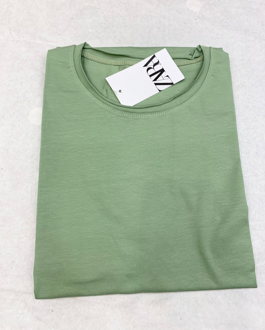 Zr Light Green Color Plain Half Sleeve tshirt 18886