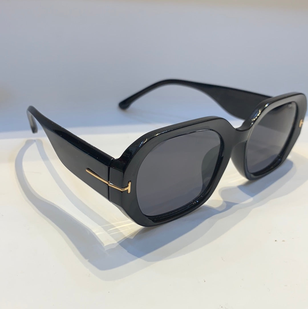 Mot Glossy Black Frame Black Shade Unisex Sunglass