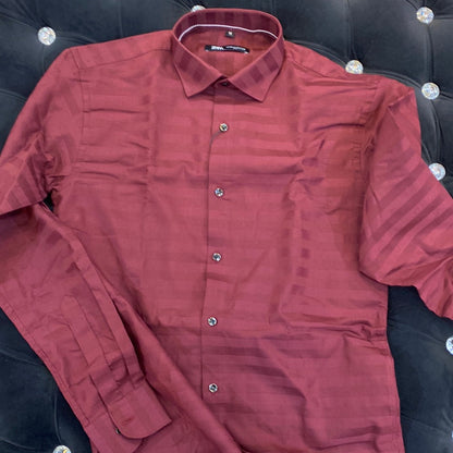 Maroon Colour ZR Zar Raz With Maroon Lines Relaxed Fit Branded Shirts 9104