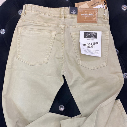 C&S Khaki Colour RFD Castic & Soda Trousers Pants Jeans 26028