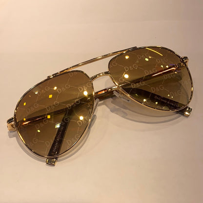 Gold Fram Gold Shade Printed Branded Luxury Sunglasses DG4341 61 14-140