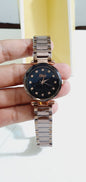 Oid Brown Chain Black Dial Ladies Watch 901238