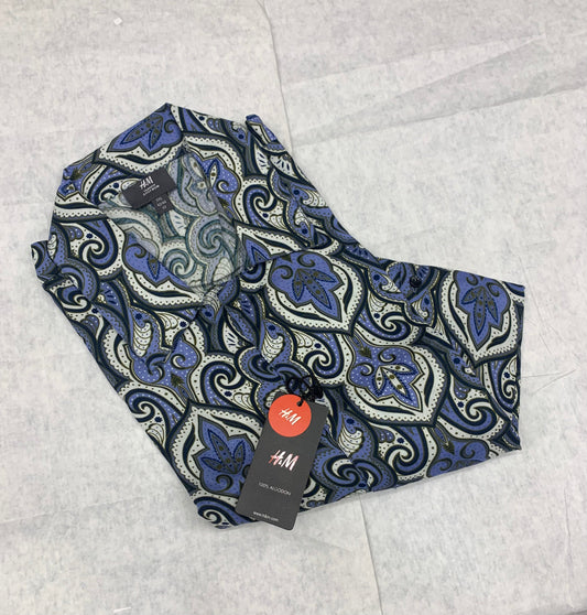 MH M&H Blue Colour With print Drop Shoulder Half Sleeve Shirts 50227