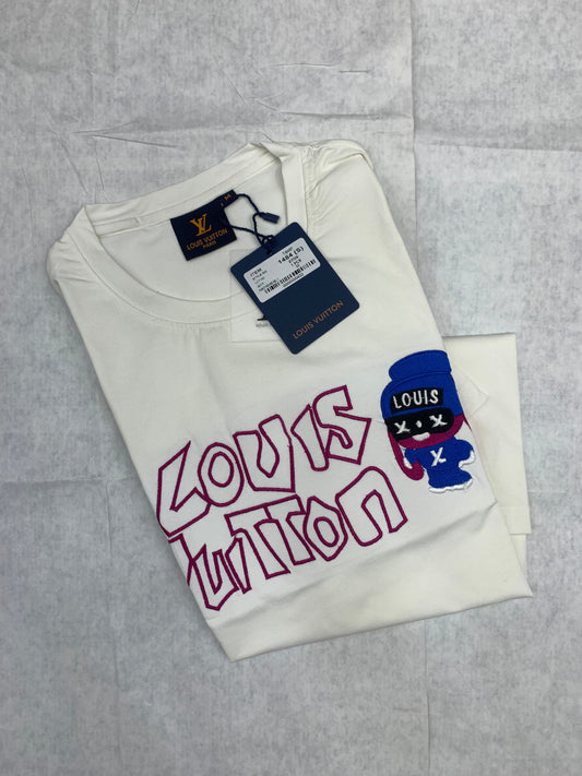 UOL VL White Colour With Front Embroidery Lycra Fabric Tshirt 50185