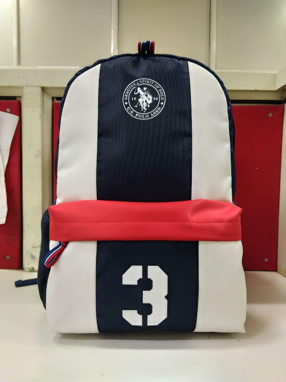 LOP POL Navy Blue White Colour Red Line Imported Backpack Bag