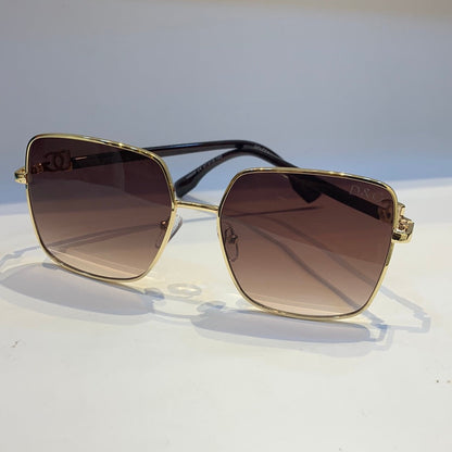 Lod Dol Golden Frame Brown Shade Unisex Sunglass H5608 C4 57 15-140