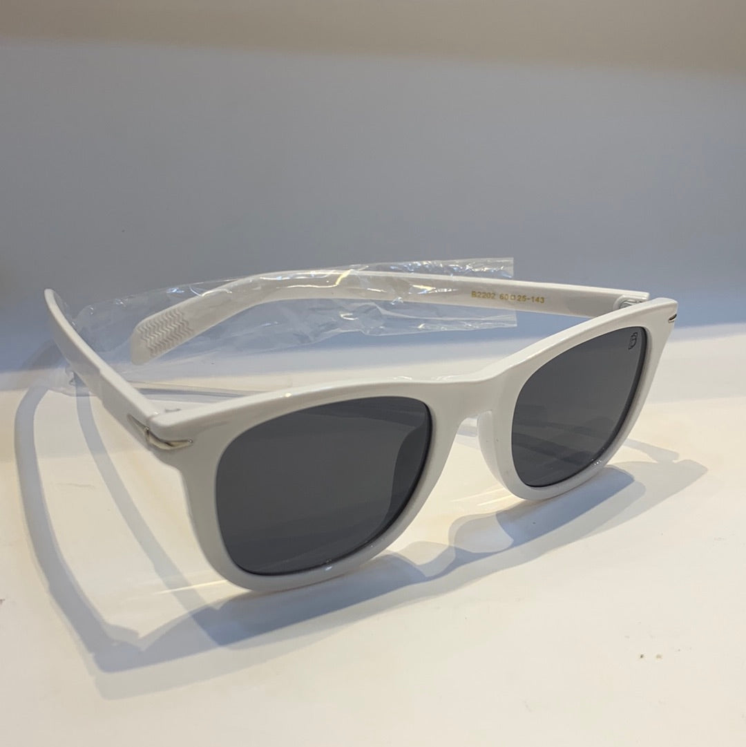 BD White Frame Black Shade Unisex Sunglass B2202 60 25-143