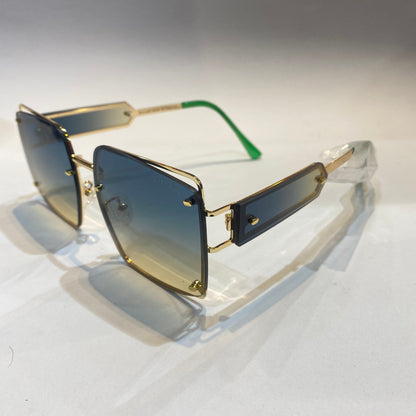 LVB Gold Frame Yellow Blue Shade Unisex Branded Sunglasses 553 58 18-145