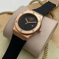 Buh Black Strap Copper Ring Black Dial Men Watch